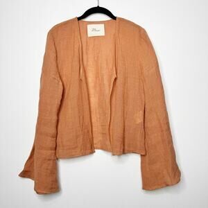 Manebi Linen Long Sleeve Cover Up Cardigan Layer in Terracotta Size 42 / Medium
